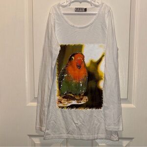 POL White Long Sleeve with Vibrant Bird Design